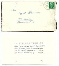 Helene Johanne Marie Hellmann Postkarte Todesanzeige vom 30. April 1970